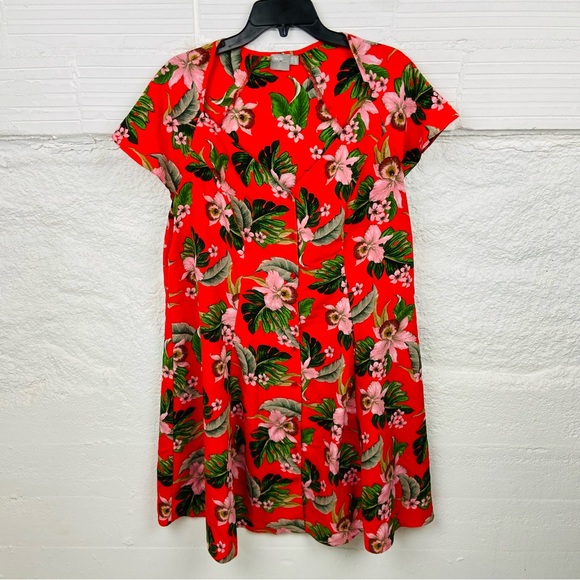 ASOS Dresses & Skirts - ASOS red floral tropical Hawaiian button front mini dress size 16